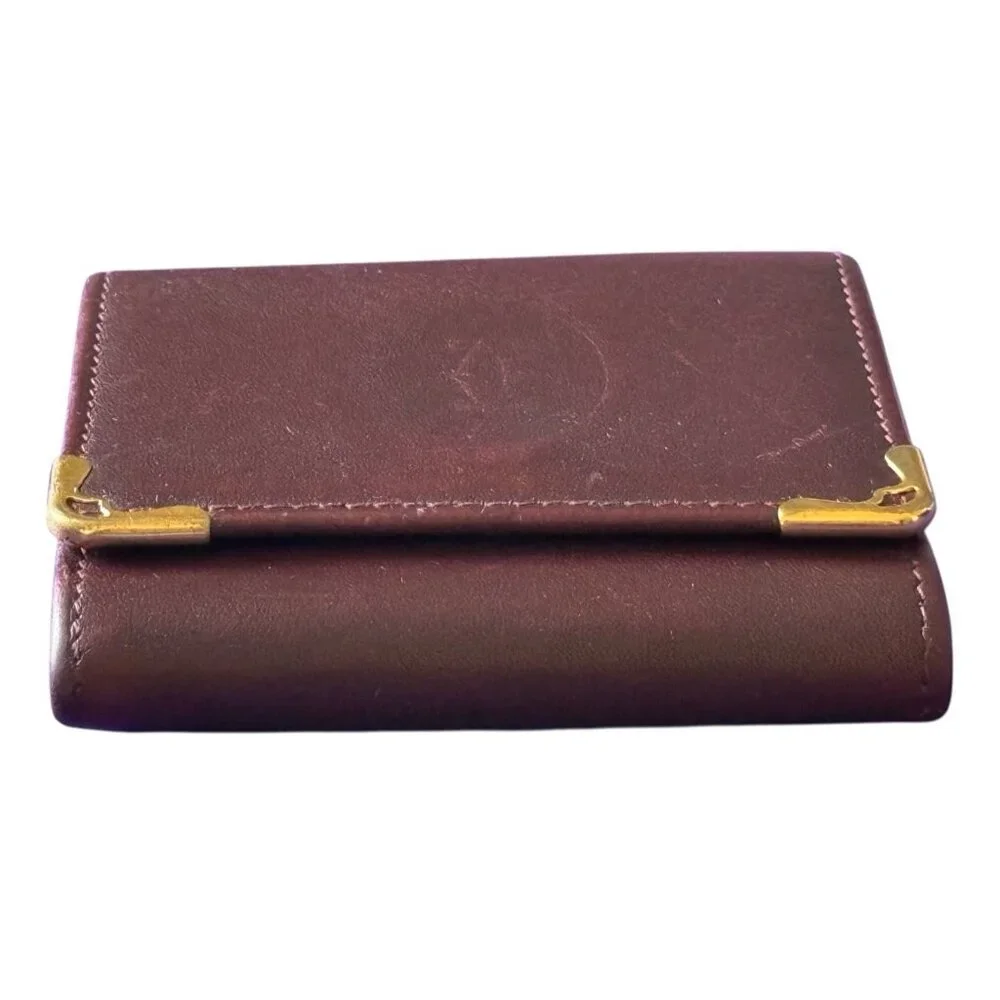 Cartier Bordeaux Burgundy Red Leather Logo Coin Wallet - Picture 3 of 11